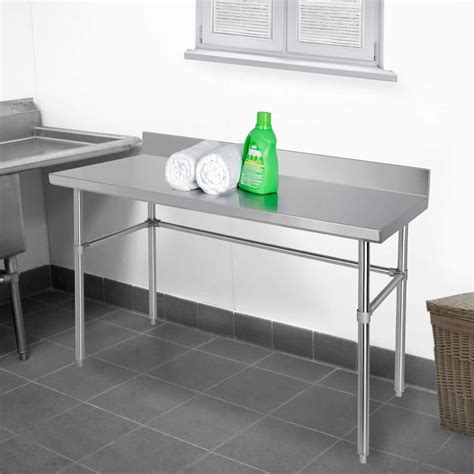 stainless steel table box|stainless steel table with backsplash.